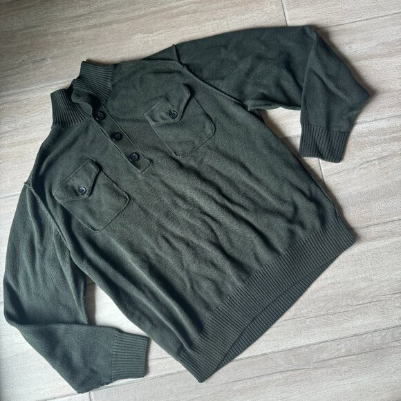 Haggar Dark Green Pullover Sweater w/ Chest Pockets Men's XL - Picture 1 of 6